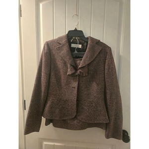 Women's Tahari Arthur S. Levine Black & Pink Tweed Blazer Suit 10